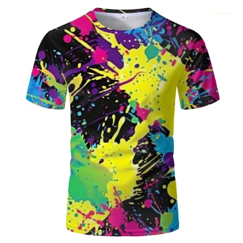 BERLUTI カラフルグラフィックTシャツ Amazon.com: Splash Ink T-Shirt for Men Fashion Casual Novelty 3D